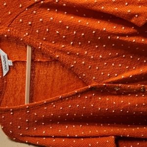 Orange and white poke dot cardigan